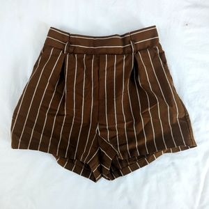 Brown and white striped high waist shorts size:6